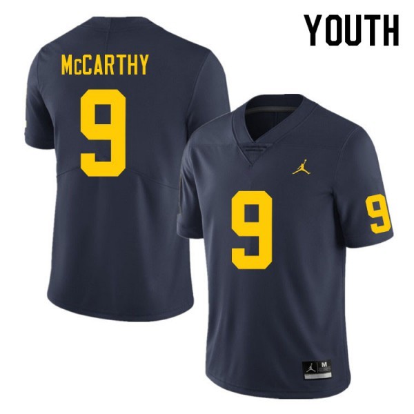 University of Michigan #9 For Youth J.J. McCarthy Jersey Navy College Alumni Football